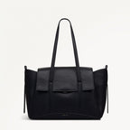 The Chancery Leather Medium Flapover Shoulder Bag in Black - 112164