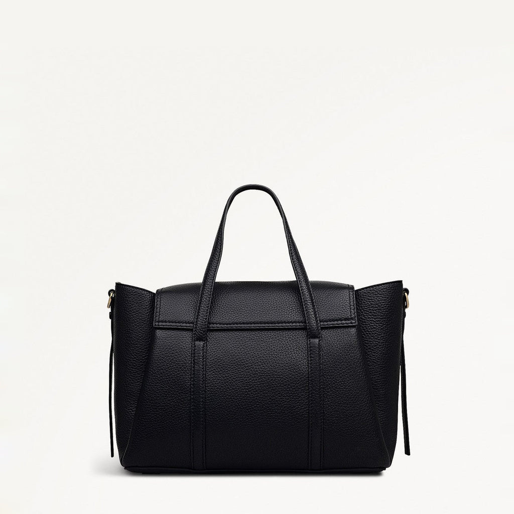The Chancery Leather Medium Flapover Grab Bag in Black - 112165