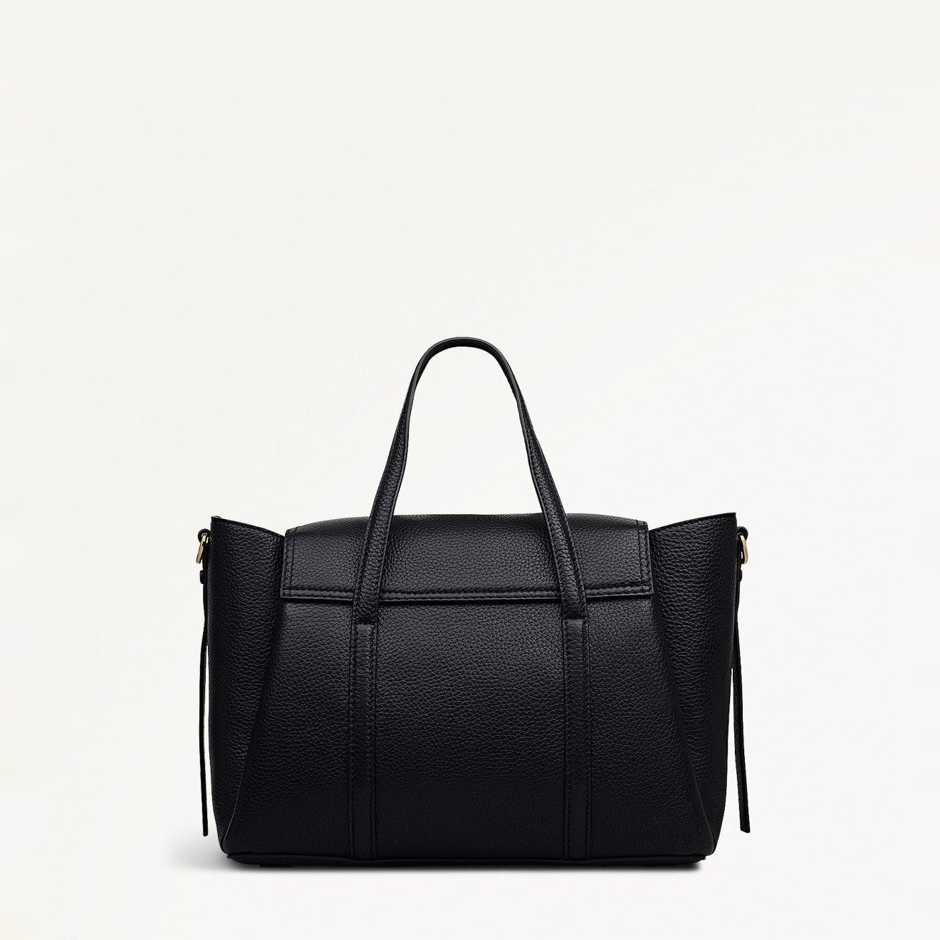 The Chancery Leather Medium Flapover Grab Bag in Black - 112165