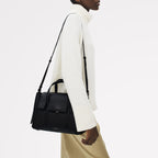 The Chancery Leather Medium Flapover Grab Bag in Black - 112165