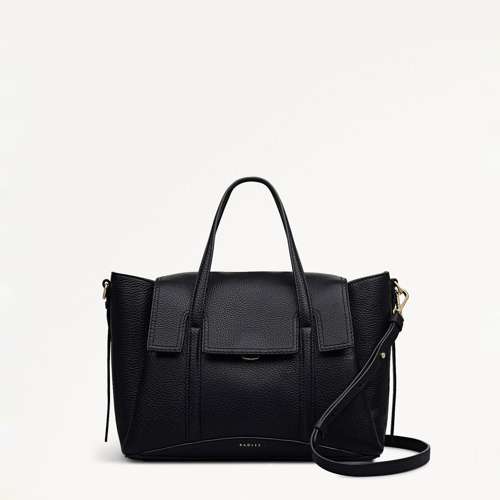 The Chancery Leather Medium Flapover Grab Bag in Black - 112165