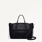 The Chancery Leather Medium Flapover Grab Bag in Black - 112165