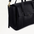 The Chancery Leather Medium Flapover Grab Bag in Black - 112165