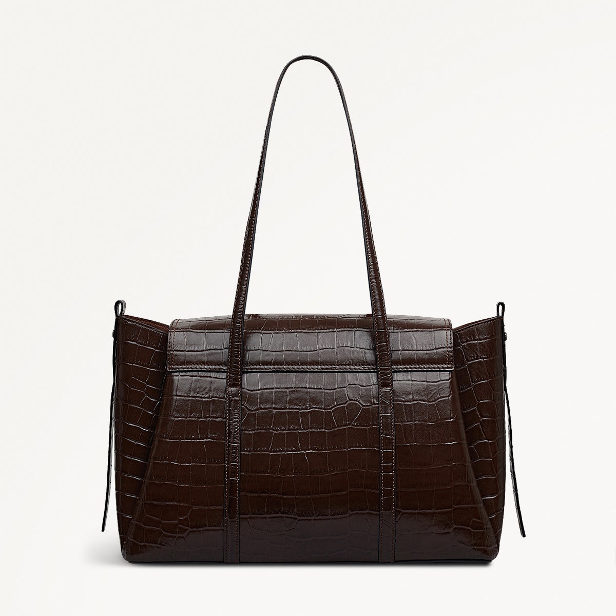 The Chancery Leather Large Flapover Shoulder Bag in Dark Oak - 112166