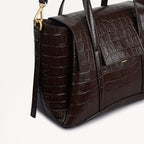 The Chancery Leather Medium Flapover Grab Bag in Dark Oak - 112168