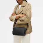 Duchess Close Leather Small Ziptop Cross Body Bag in Black - 112175