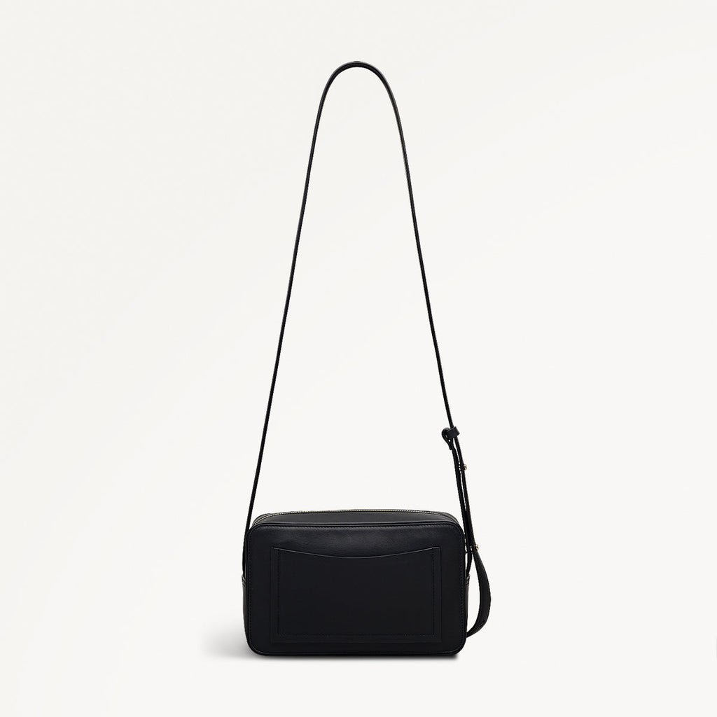 Duchess Close Leather Small Ziptop Cross Body Bag in Black - 112175