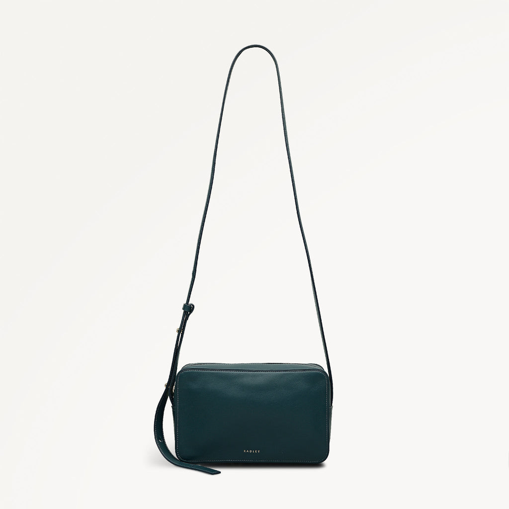 Duchess Close Leather Small Ziptop Cross Body Bag in Teal - 112176