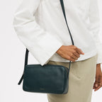 Duchess Close Leather Small Ziptop Cross Body Bag in Teal - 112176