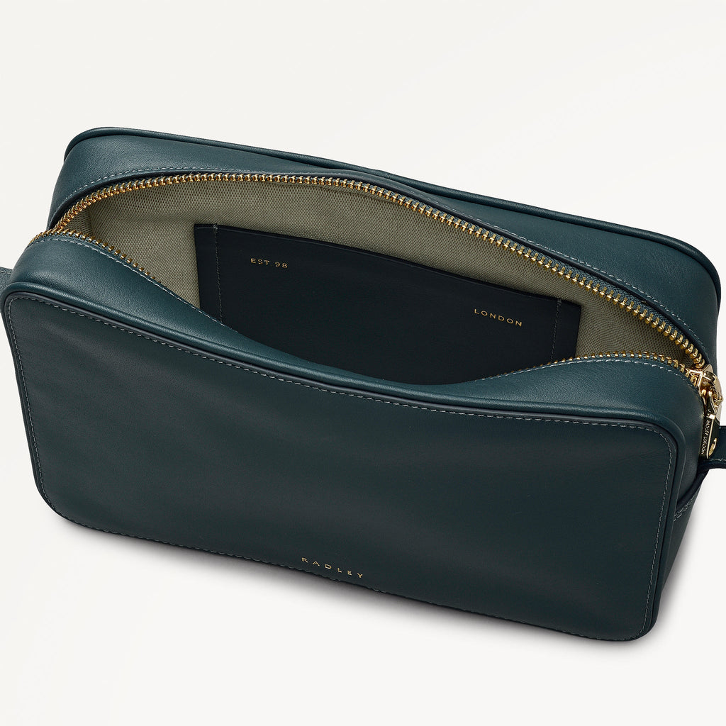 Duchess Close Leather Small Ziptop Cross Body Bag in Teal - 112176