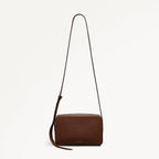 Duchess Close Leather Small Ziptop Cross Body Bag in Chocolate - 112177