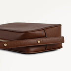 Duchess Close Leather Small Ziptop Cross Body Bag in Chocolate - 112177