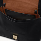 Mercer Street Leather Medium Flapover Shoulder Bag in Black - 112179