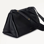 Mercer Street Leather Medium Flapover Shoulder Bag in Black - 112179