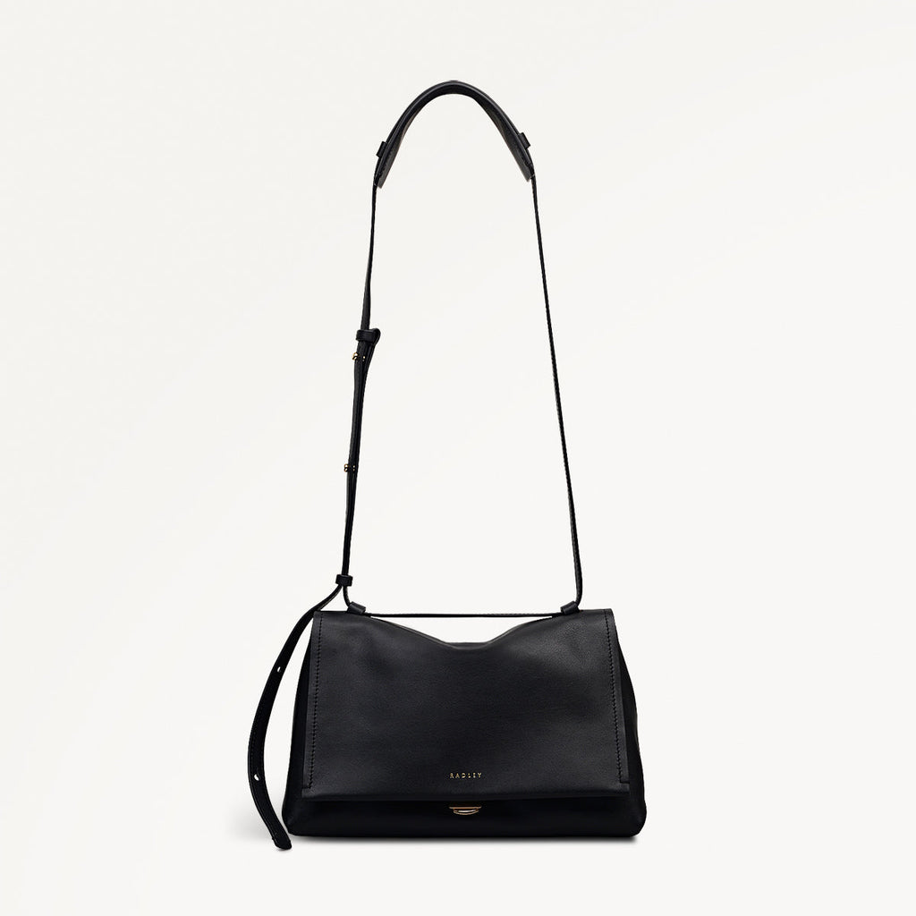 Mercer Street Leather Medium Flapover Shoulder Bag in Black - 112179