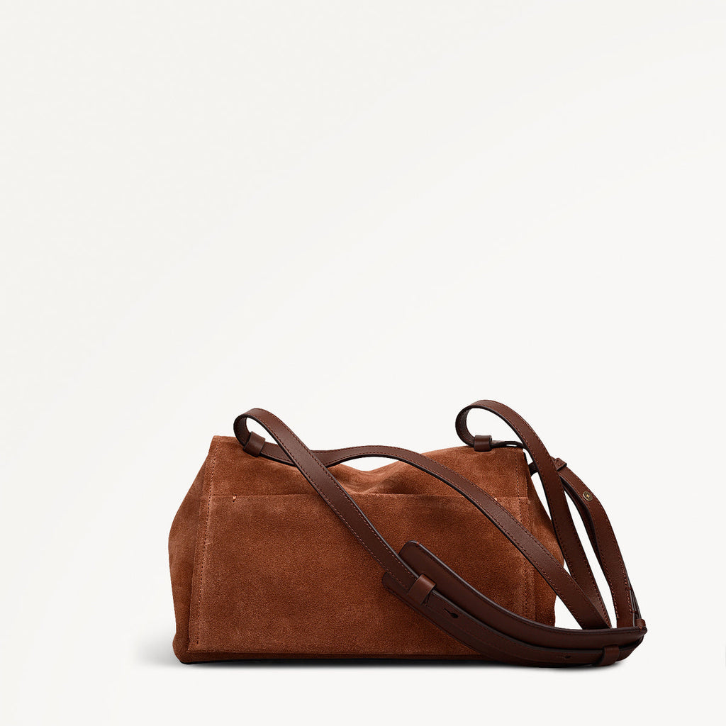 Mercer Street Leather Medium Flapover Shoulder Bag in Russet - 112180
