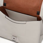 Mercer Street Faux Croc Medium Flapover Shoulder Bag in Snow - 112181