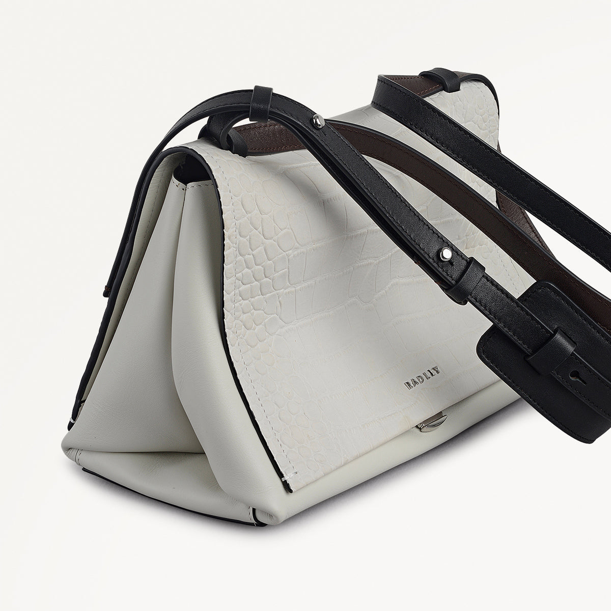 Mercer Street Faux Croc Medium Flapover Shoulder Bag in Snow - 112181