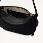 The Iris Leather Small Ziptop Cross Body Bag in Black - 112184