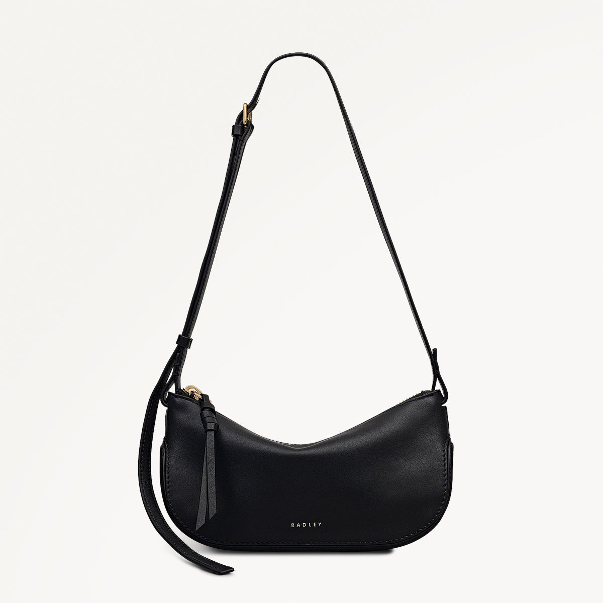 The Iris Leather Small Ziptop Cross Body Bag in Black - 112184