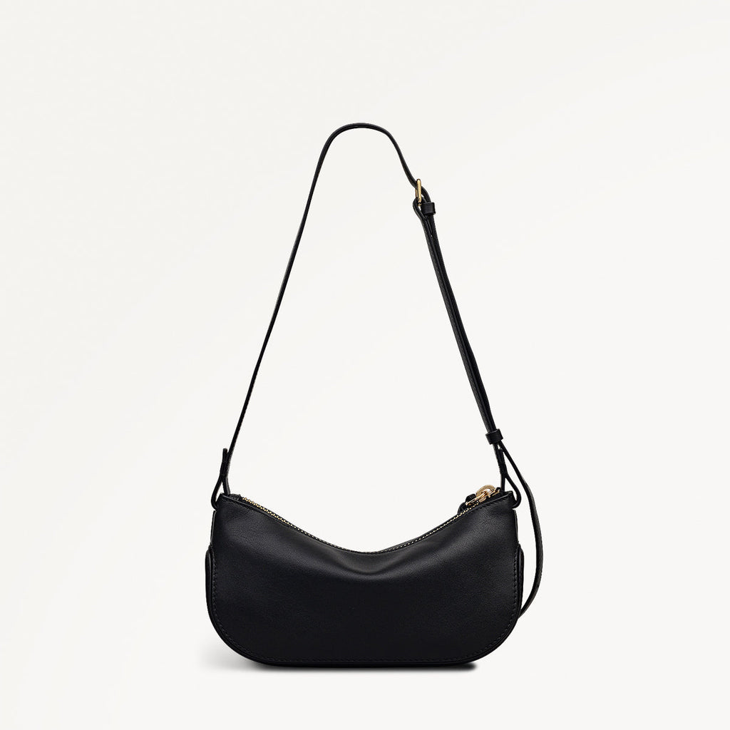 The Iris Leather Small Ziptop Cross Body Bag in Black - 112184
