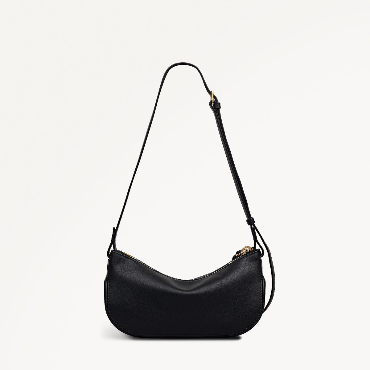 The Iris Leather Small Ziptop Cross Body Bag in Black - 112184