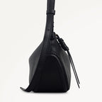 The Iris Leather Small Ziptop Cross Body Bag in Black - 112184