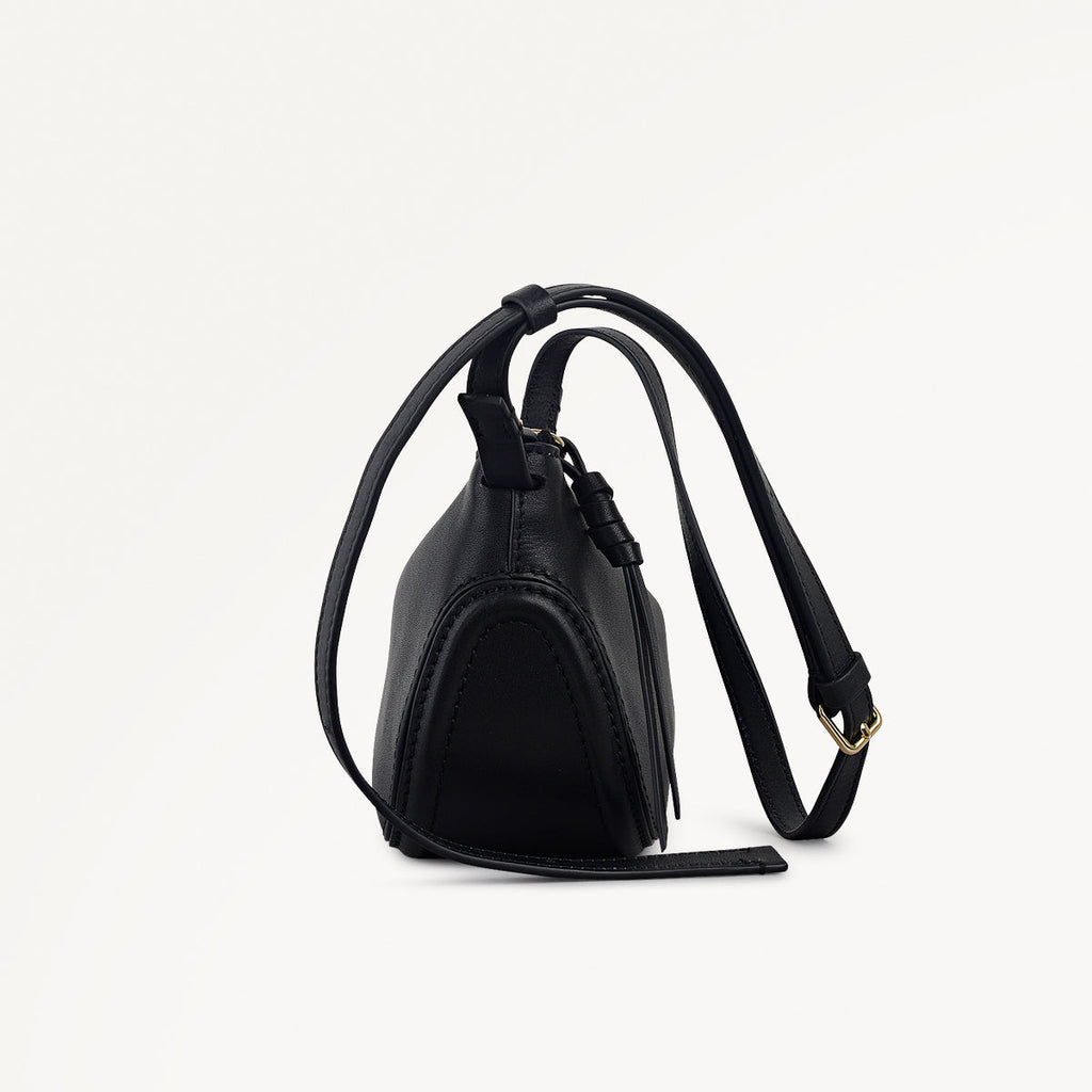 The Iris Leather Small Ziptop Cross Body Bag in Black - 112184