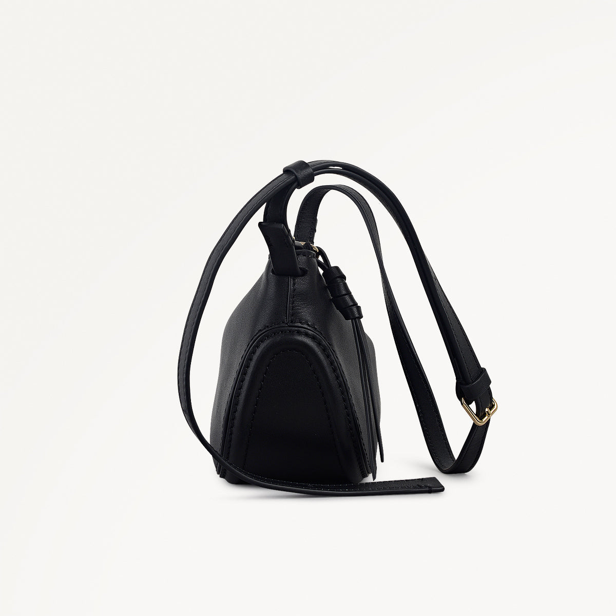 The Iris Leather Small Ziptop Cross Body Bag in Black - 112184