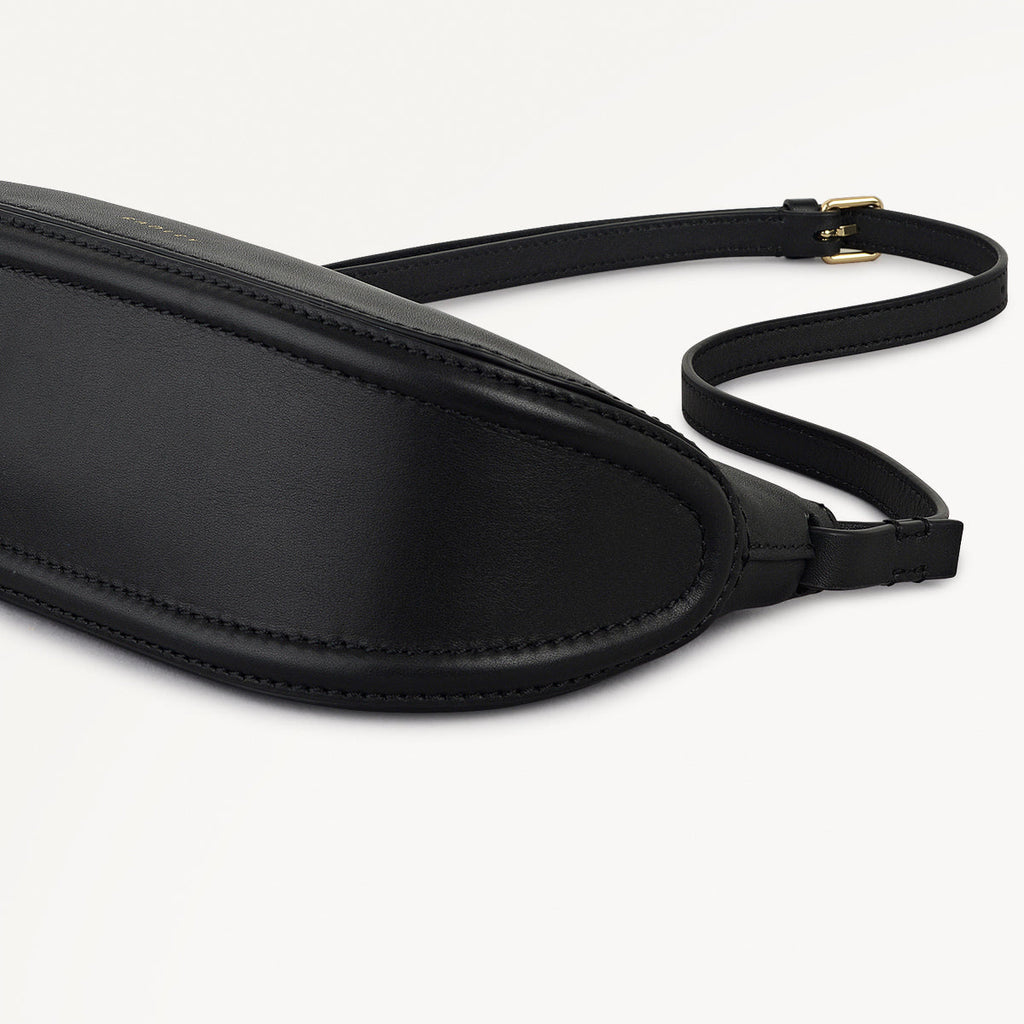 The Iris Leather Small Ziptop Cross Body Bag in Black - 112184