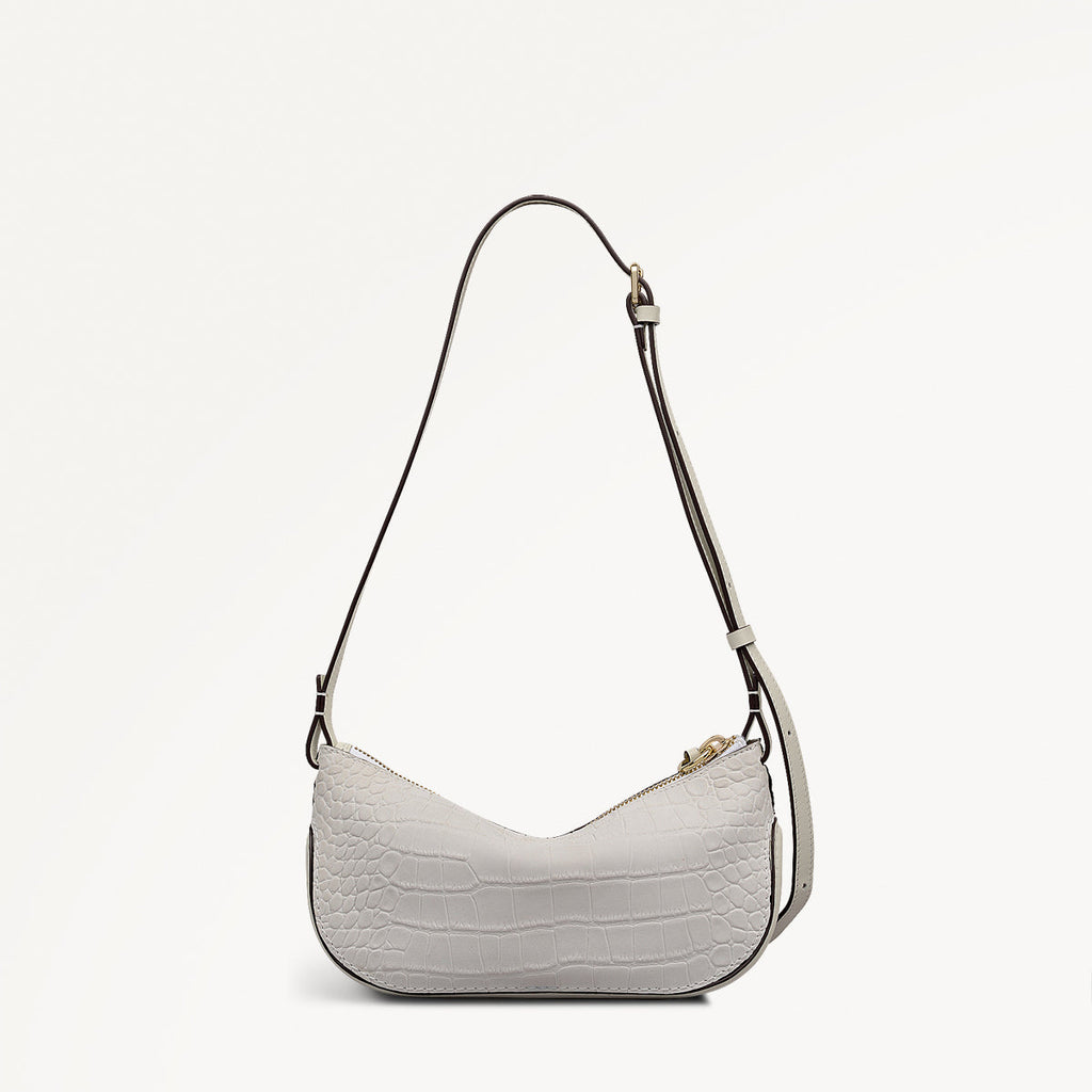 The Iris Leather Small Ziptop Cross Body Bag in Snow - 112185