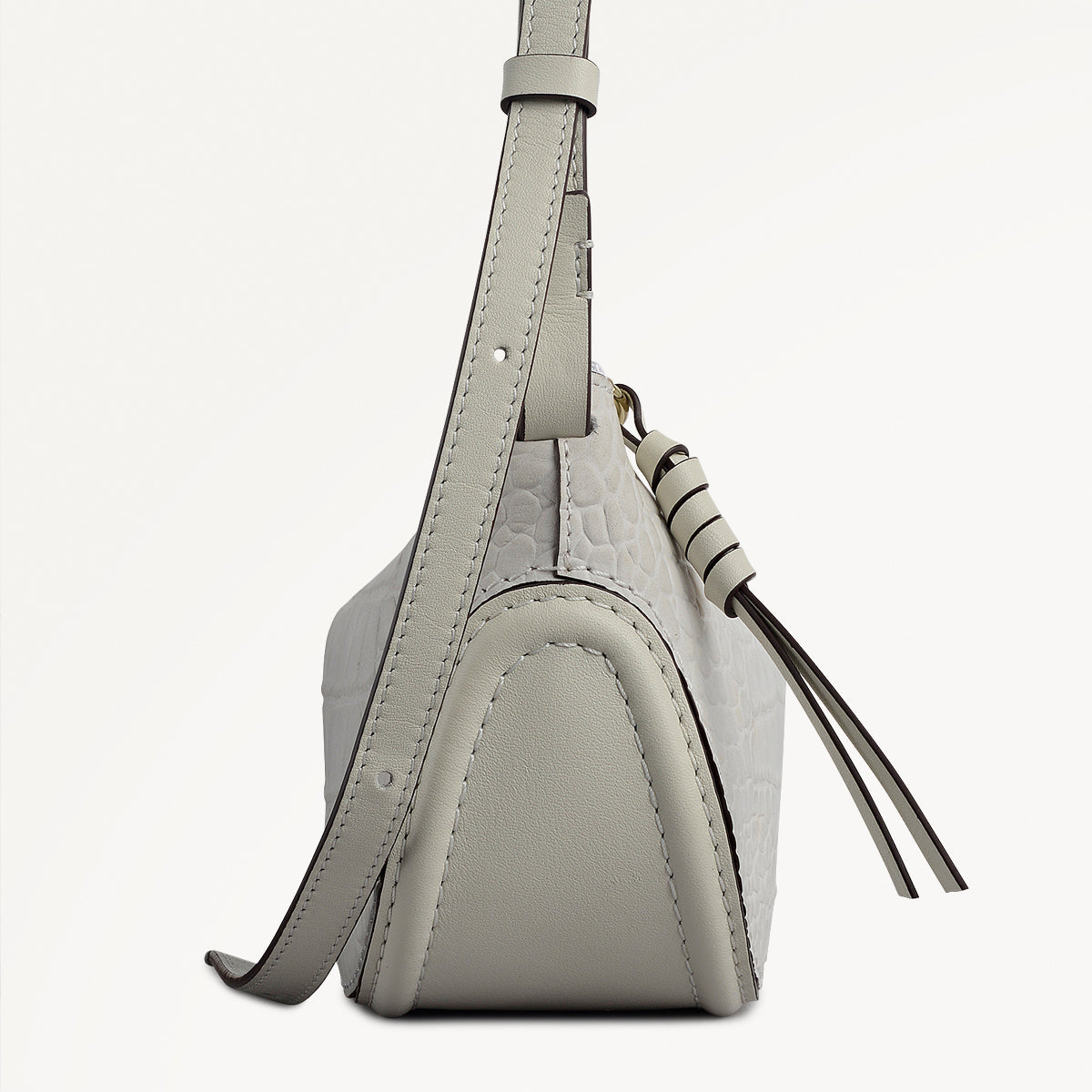 The Iris Leather Small Ziptop Cross Body Bag in Snow - 112185