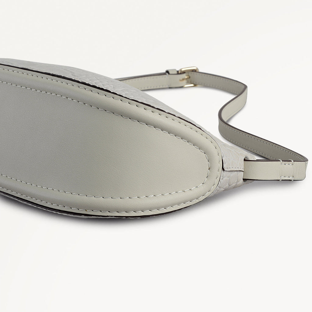 The Iris Leather Small Ziptop Cross Body Bag in Snow - 112185