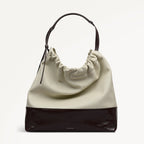 The Portobello Leather Large Drawstring Shoulder Bag in Snow - 112189