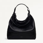 The Portobello Leather Large Drawstring Shoulder Bag in Black - 112190