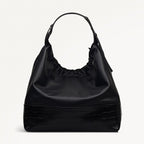 The Portobello Leather Large Drawstring Shoulder Bag in Black - 112190