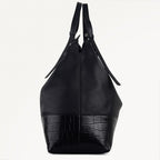 The Portobello Leather Large Drawstring Shoulder Bag in Black - 112190