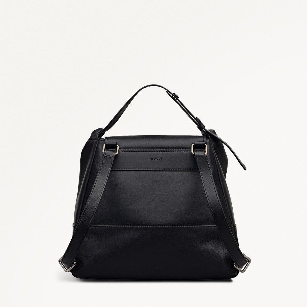The Portobello Leather Medium Drawstring Backpack in Black - 112191