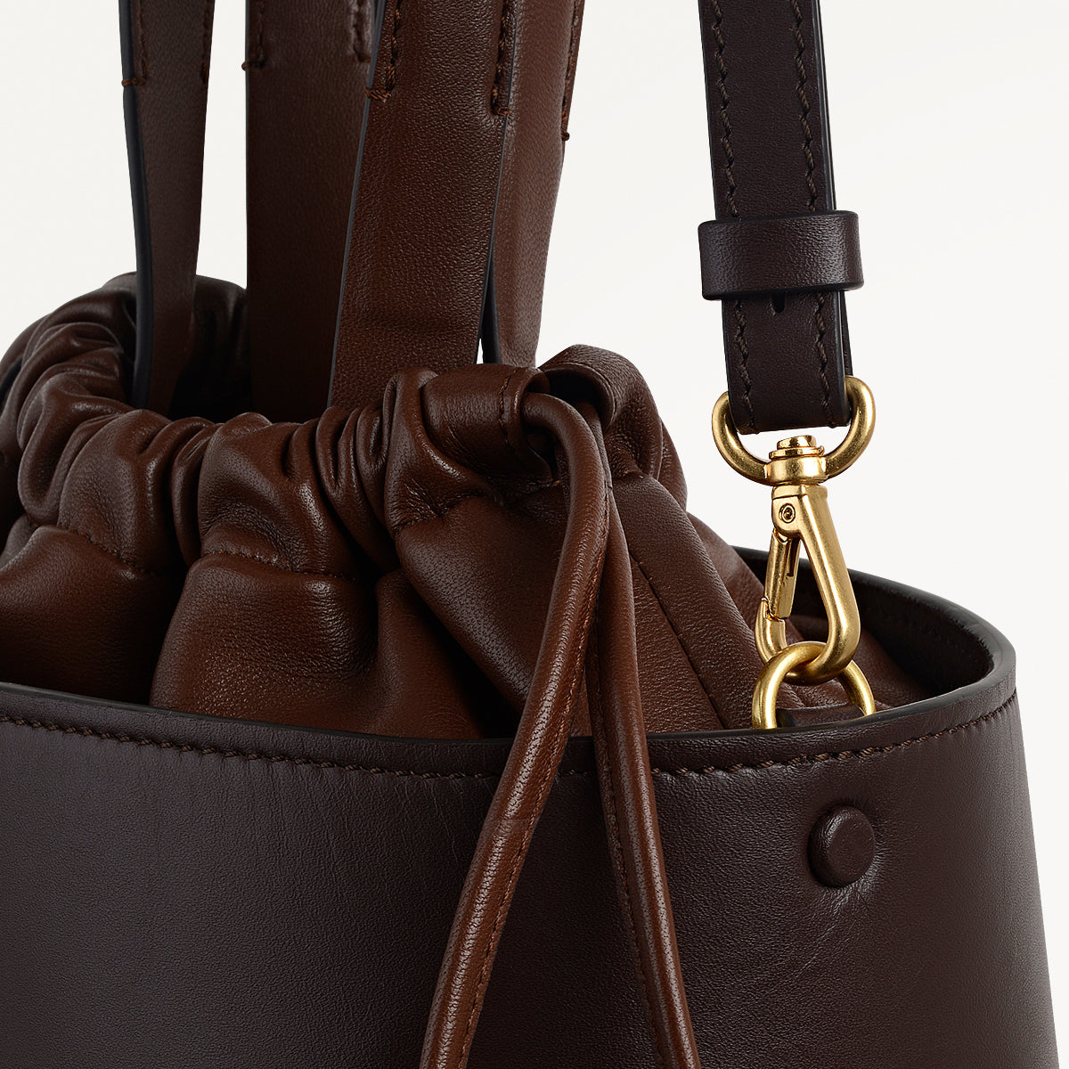 The Portobello Small Drawstring Cross Body Dark Oak - 112193