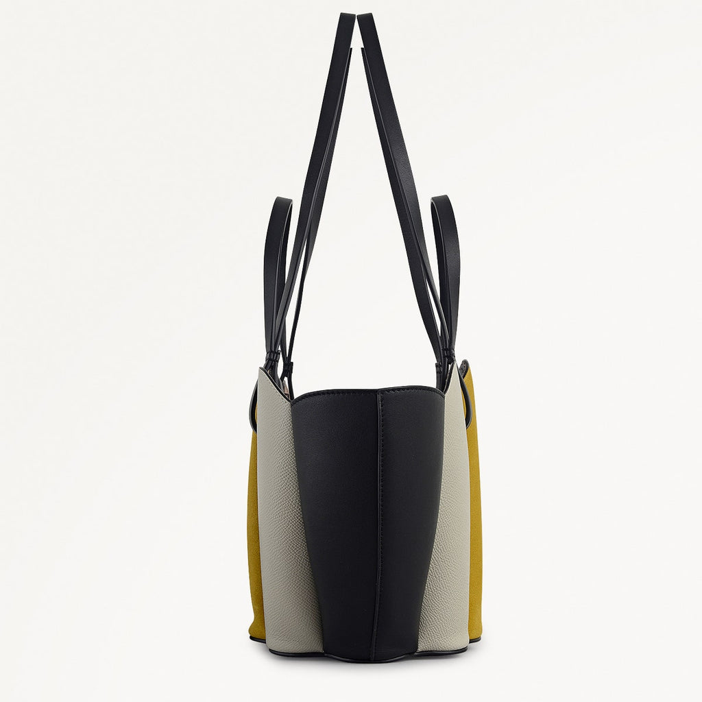 The Lily Leather Small Open Top Grab Bag in Ochre - 112194