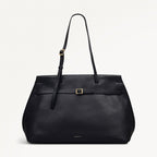 The Christina Leather Large Ziptop Shoulder Bag in Black - 112195