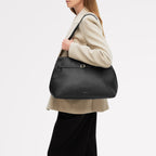 The Christina Leather Large Ziptop Shoulder Bag in Black - 112195