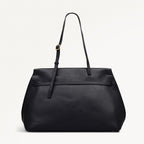 The Christina Leather Large Ziptop Shoulder Bag in Black - 112195