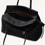 The Christina Leather Large Ziptop Shoulder Bag in Black - 112195