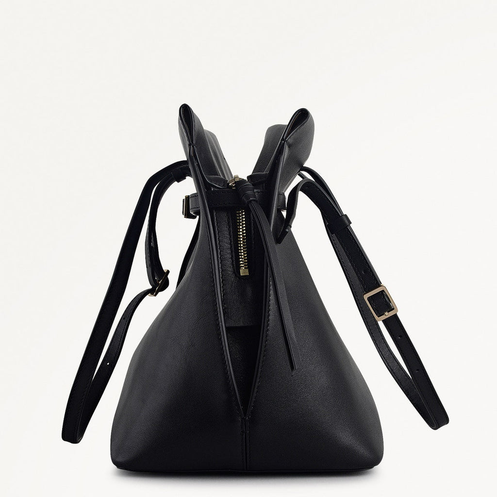 The Christina Leather Large Ziptop Shoulder Bag in Black - 112195