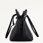 The Christina Leather Large Ziptop Shoulder Bag in Black - 112195