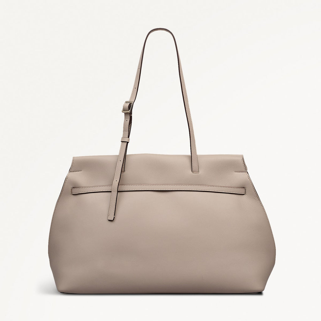 The Christina Leather Large Ziptop Shoulder Bag in Porcini - 112197