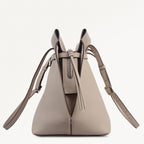 The Christina Leather Large Ziptop Shoulder Bag in Porcini - 112197