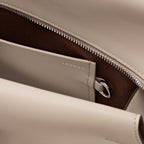 The Christina Leather Large Ziptop Shoulder Bag in Porcini - 112197