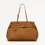 The Christina Large Suede Ziptop Shoulder Bag - 112198